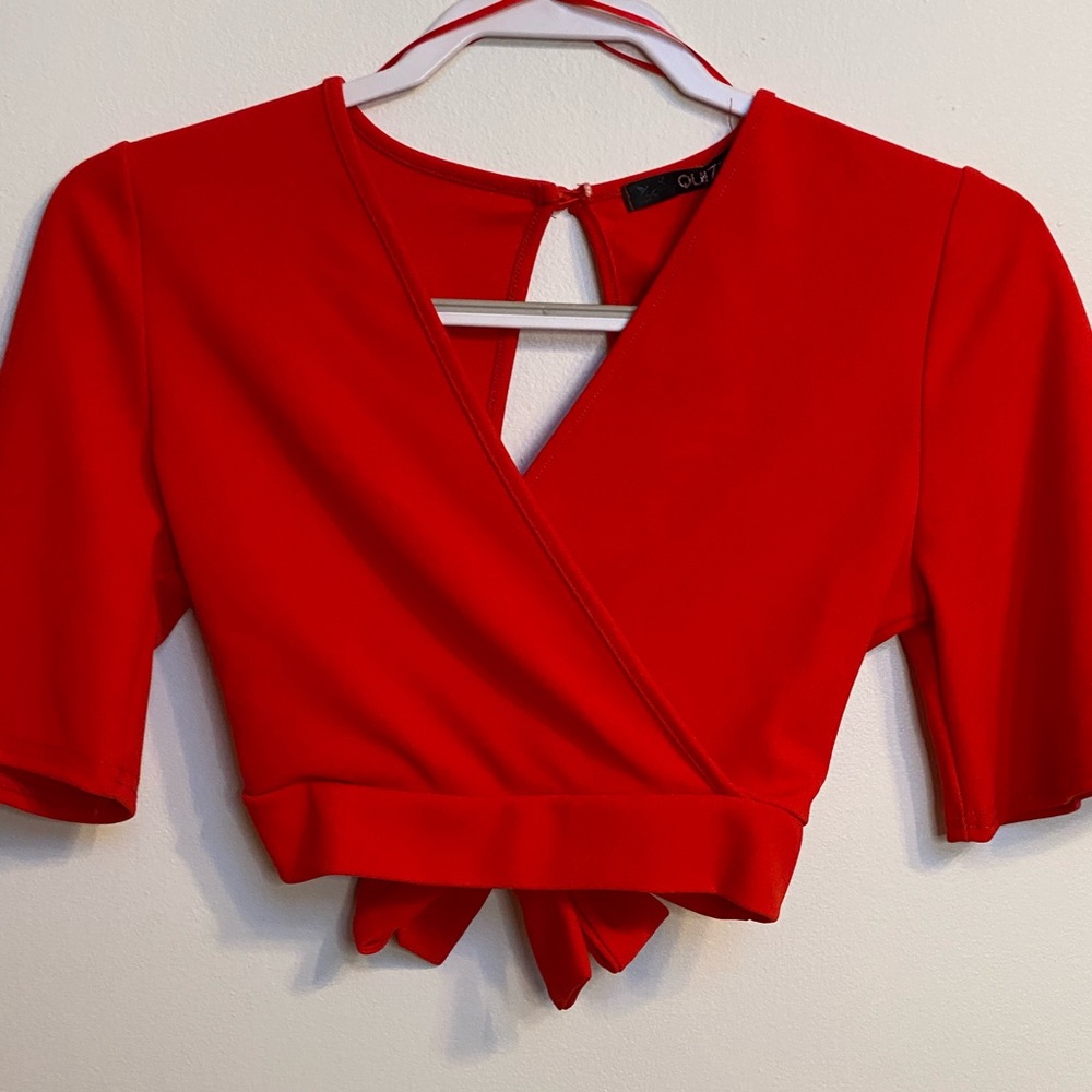 Quiz Clothing Red Short Sleeve Crop Top